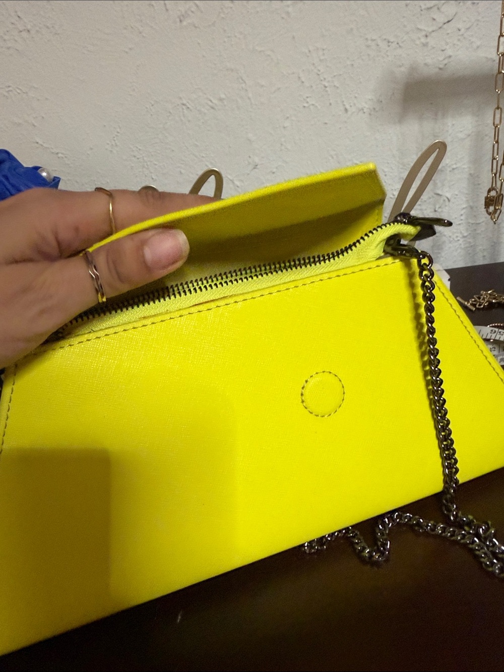 Bright Yellow Envelope Clutch Wristlet - Sleek Women's Handbag - Picture 3 of 7